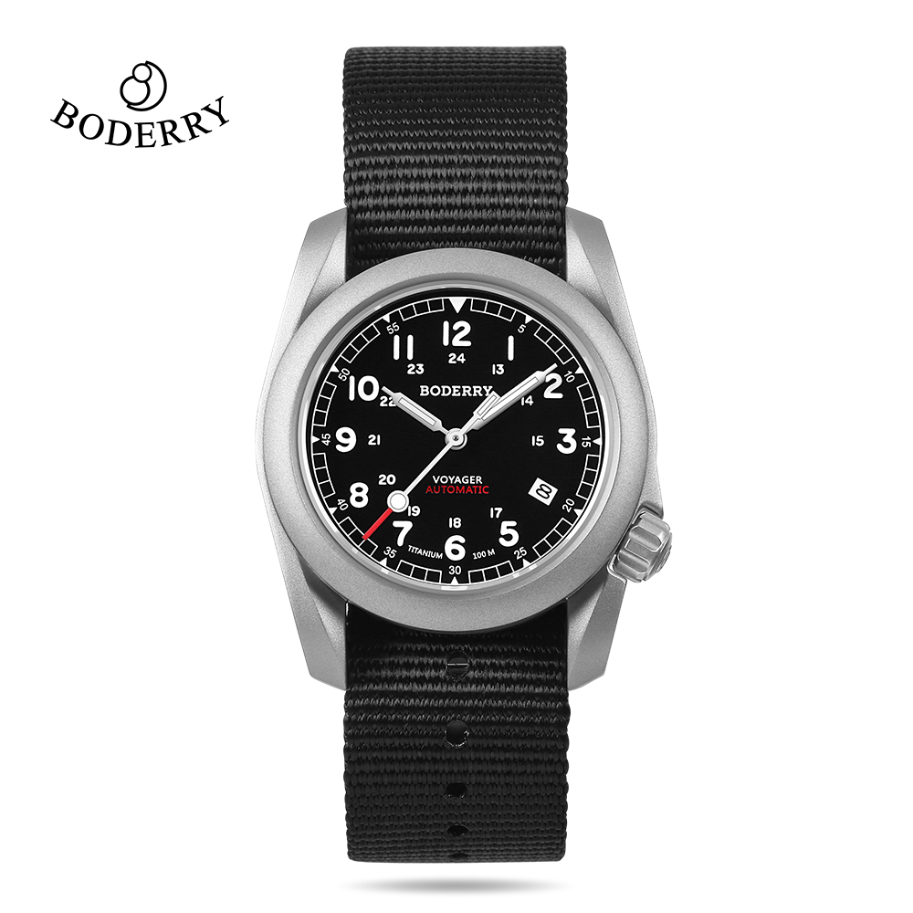 Field Watch Titanium 100M Sapphire - Relógios de Campo Masculinos BODERRY em
