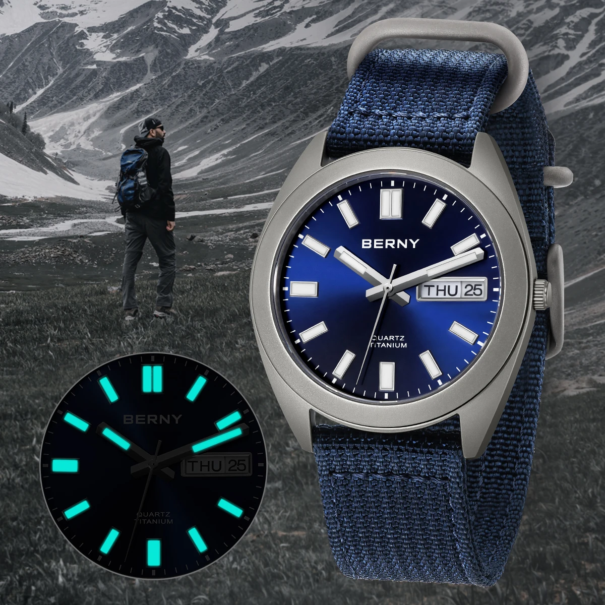 Field Watch Titanium 100M Sapphire - BERNY Titanium Men Watch Ceia Luminosa