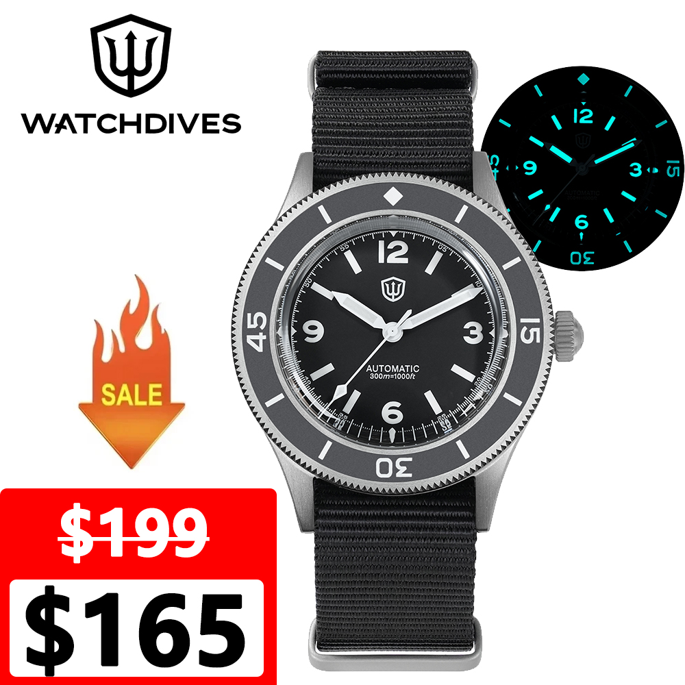 Titanium Automatic Watch 300M Sapphire - Watchdives wd50ti titânio relógio de mergulho