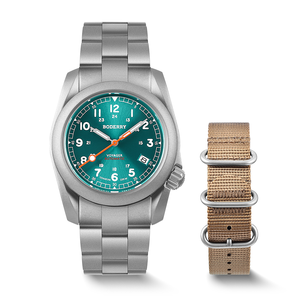 Field Watch Titanium 100M Sapphire - Relógio de campo Boderry VOYAGER, relógio