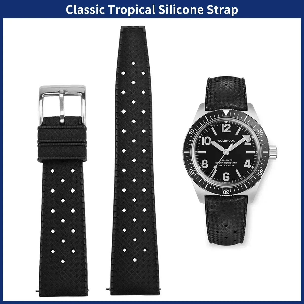 Fkm Rubber Dive Watch Strap 20Mm - Fkm pulseira de relógio 20mm 22mm