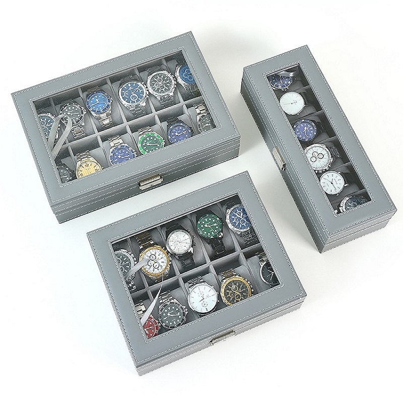 Watch Display Case Glass Top 12 Slots - Deliys caixa de relógio com 6/10/12