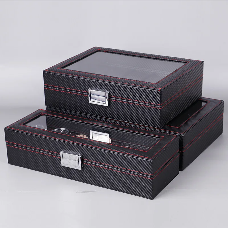 Watch Display Case Glass Top 12 Slots - Caixa Organizadora de Relógios em Couro