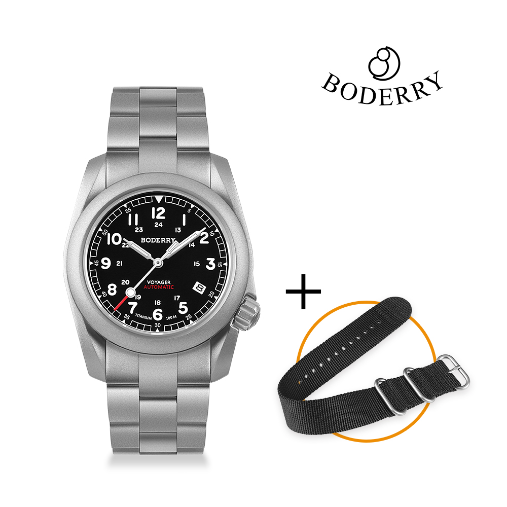 Field Watch Titanium 100M Sapphire - Boderry voyager campo relógio de titânio
