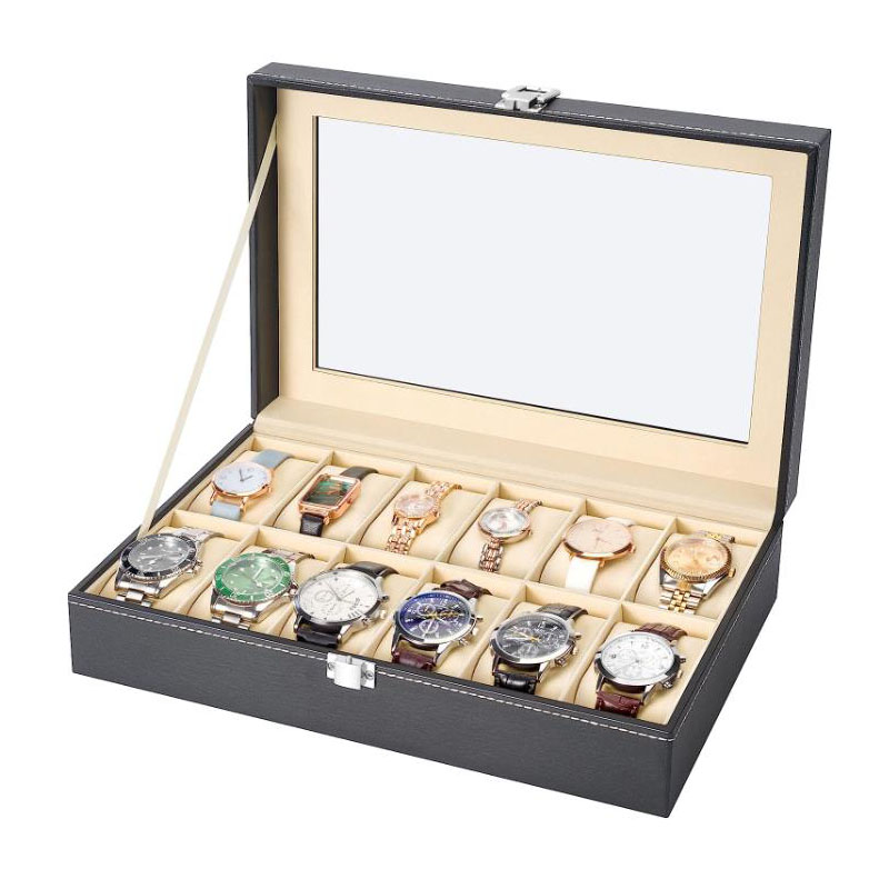 Watch Display Case Glass Top 12 Slots - Estojo de Exibição para Relógios em