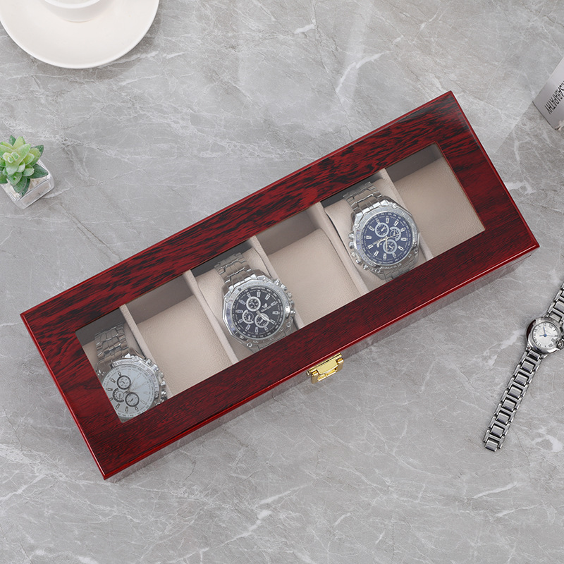 Caixa de relógio de madeira co - Watch Display Case Glass Top 12 Slots avaliação e preço