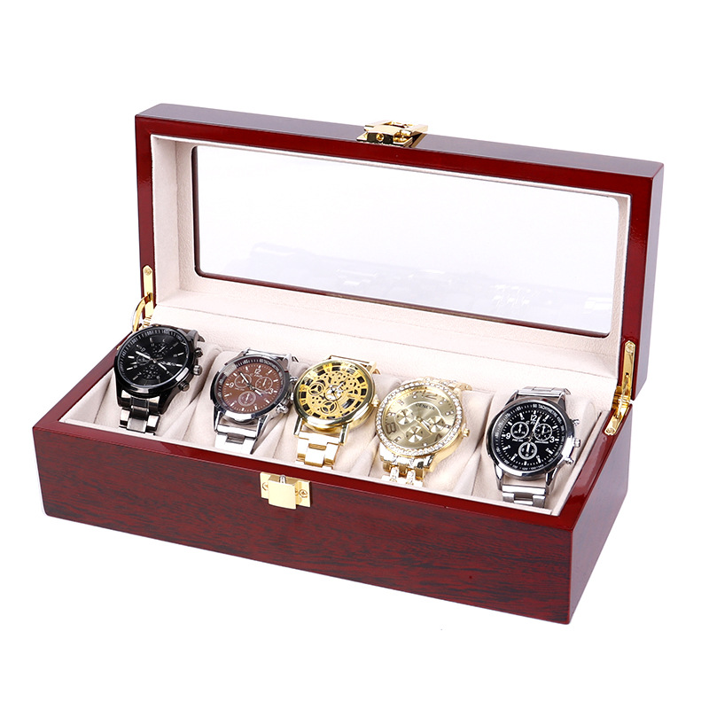 Caixa de relógio de madeira co - Watch Display Case Glass Top 12 Slots avaliação e preço