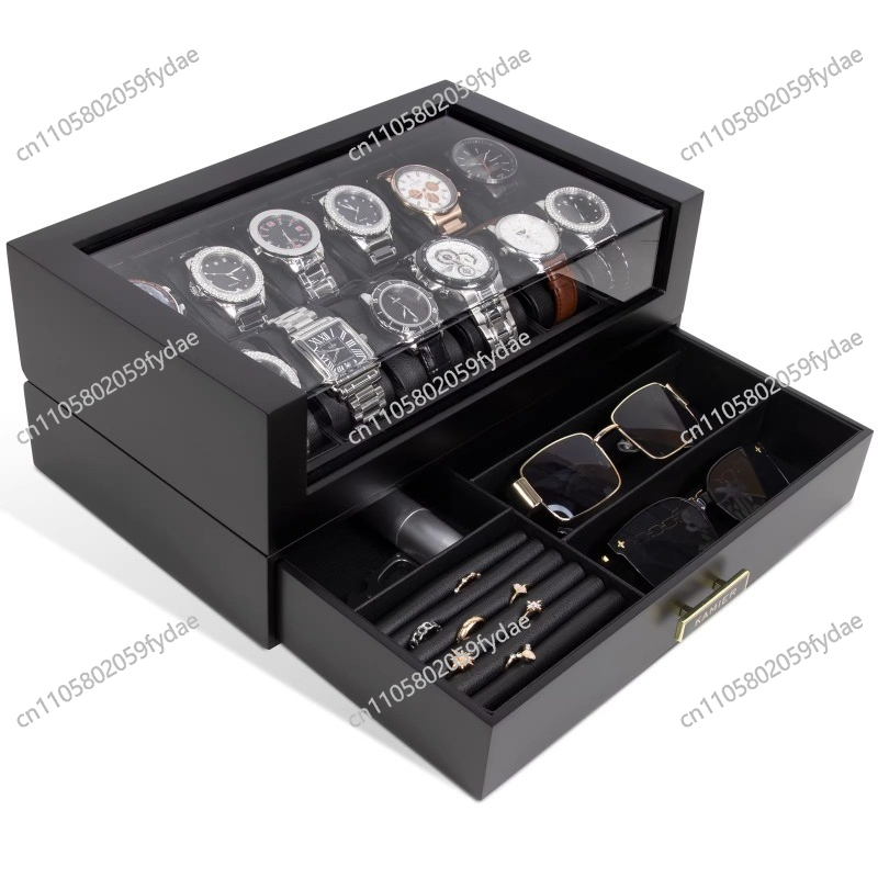 Caixa de Relógios de Madeira c - Watch Display Case Glass Top 12 Slots avaliação e preço