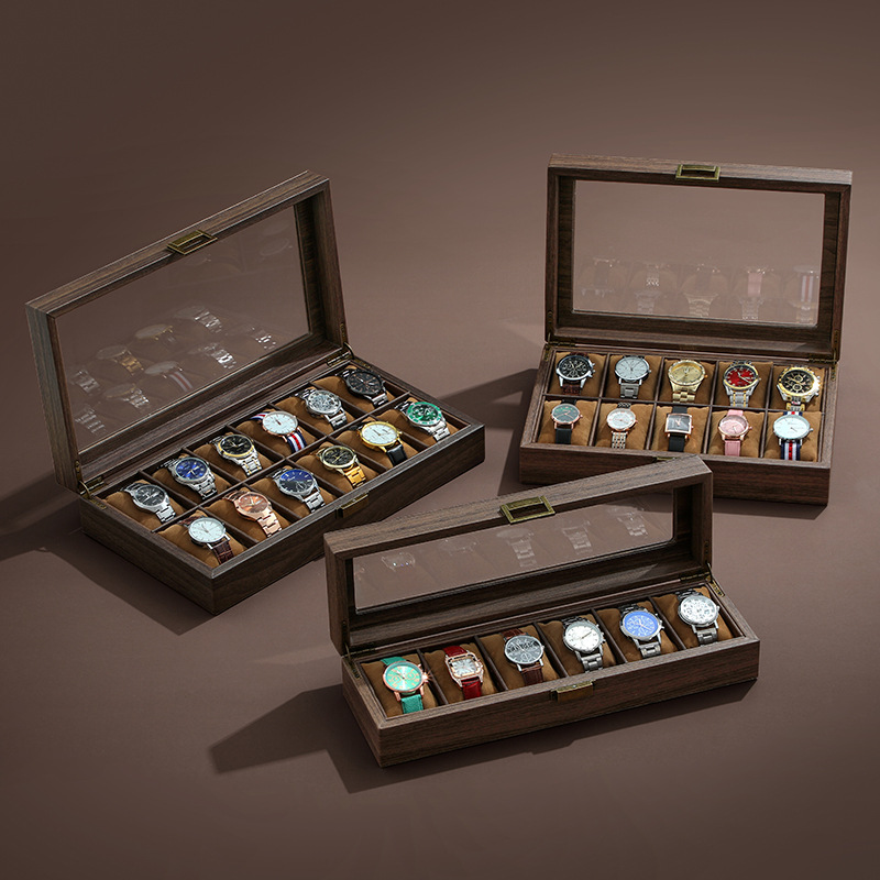 Caixa de relógio de couro vint - Watch Display Case Glass Top 12 Slots avaliação e preço