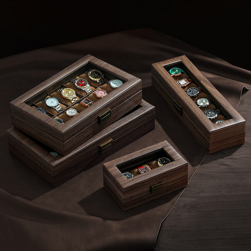 Caixa de relógio de couro vint - Watch Display Case Glass Top 12 Slots avaliação e preço