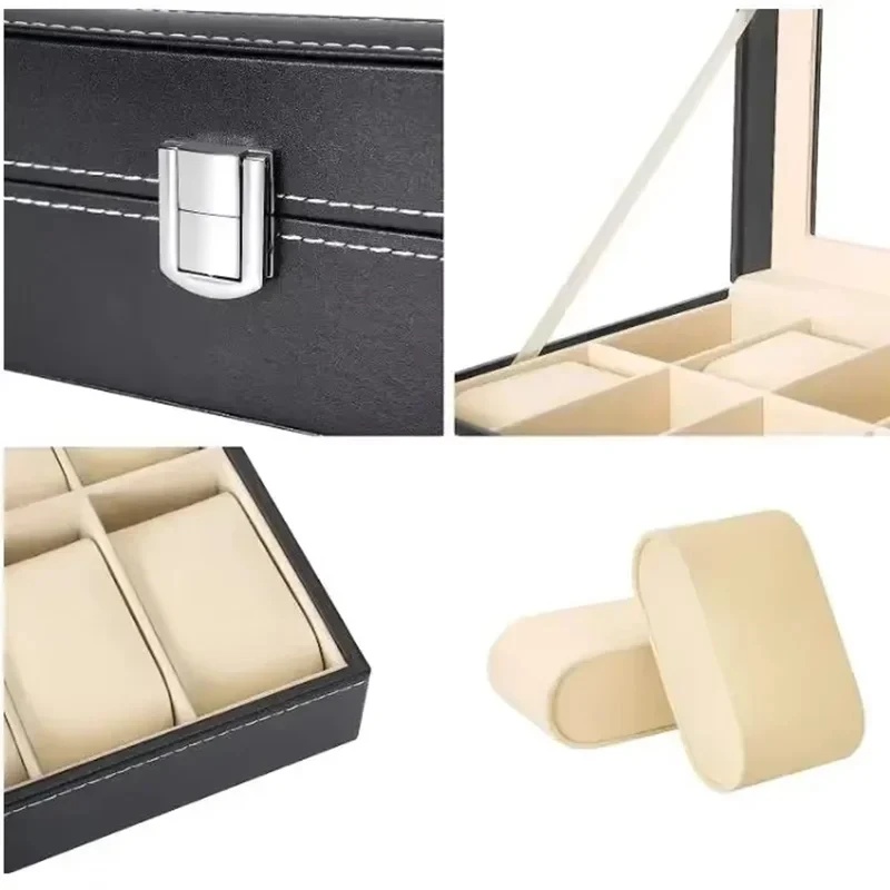 Caixa para Relógios em Couro P - Watch Display Case Glass Top 12 Slots avaliação e preço